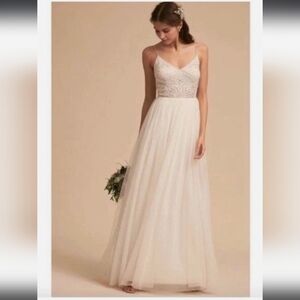 Violetta BHLDN Embellished Adrianna Papell Beaded Bridal Gown Dress Small /US2